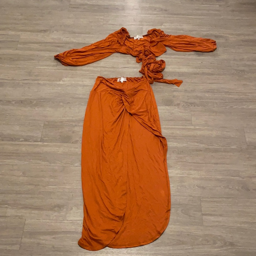Orange two piece summer set.